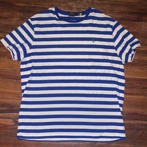 Polo by Ralph Lauren Striped Tee XL  in Blue and White mens